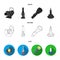 Searchlight, kerosene lamp, candle, flashlight.Light source set collection icons in black,flat,outline style vector