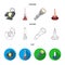 Searchlight, kerosene lamp, candle, flashlight.Light source set collection icons in cartoon,outline,flat style vector
