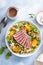 Seared tuna with asian crunchy salad with oranges