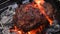 Searing and smoking ribeye steak on grill