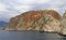 Seascape with Alanya`s castle rock peninsula and mountains