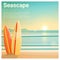 Seascape background with surfboards on the beach