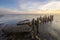 Seascape of the Baltic Sea, the composition of the scattered boulders