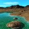 Seascape beach sea shore and mountains