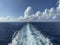 Seascape. Beautiful view of the horizon of the sea and sky with white clouds.