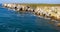 Seascape on the Black Sea, high steep stone coast with inaccessible rocks