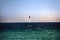 Seascape with Board with parachute. Kitesurfing