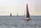 Seascape and Boats on the Marmara Sea at summer season in Istanbul City