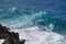 Seascape Breaking Waves on Black Lava Rock.