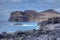 Seascape of Capelinhos volcano at Faial island, Azores, Portugal