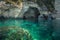 Seascape, cliffs and beaches on the island of Paxi, Greece