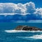 Seascape and Cliffs with Storm Clouds and Torrential Rain - Liguria Italy