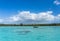 Seascape of famous Upi bay, new caledonia from a typical caledonia boat
