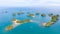 Seascape, a group of small islands, top view. National Park, Alaminos, Pangasinan, Philippines