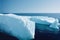 seascape ice cliffs in salty ocean water with waves.
