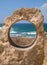 Seascape inside circle - travel destination in Sardinia