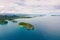 Seascape with islands. Caramoan Islands, Camarines Sur, Matukad. Philippines. Tropical island with a white sandy beach.