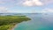 Seascape with islands in the early morning, aerial drone . Caramoan Islands, Philippines.