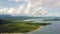 Seascape with islands in the early morning, view from above. Caramoan Islands, Philippines.