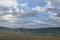 Seascape of japanese sea near Vladivostok with boat and russkiy bridge