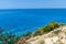 Seascape of Kokkinos Vrachos Beach with blue waters, Lefkada, Ionian Islands, Greece