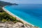 Seascape of Kokkinos Vrachos Beach with blue waters, Lefkada, Ionian Islands, Greece