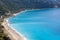 Seascape of Kokkinos Vrachos Beach with blue waters, Lefkada, Ionian Islands, Greece