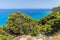 Seascape of Kokkinos Vrachos Beach with blue waters, Lefkada, Ionian Islands, Greece