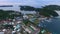 Seascape of Koror island in Palau. Clear Water and Cityscape Meyungs Port Pier in Background I