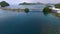 Seascape of Koror island in Palau. Malakal Bridge and Long Island Park in Background