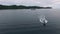 Seascape of Koror island in Palau. Ship and Ferry in Background. Boat I