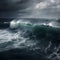 A seascape of a large waves hitting rocks