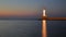 Seascape with lighthouse, morning sea panorama
