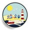 Seascape with lighthouse and ships badge