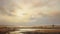 Seascape Of The Marshes: A Calming Symmetry In Light Gold And Beige