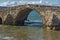 Seascape with medieval bridge in the water at Argassi beach, Zakynthos island