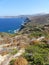 Seascape in the mediterranean maquis to Amorgos in Greece.