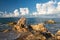 Seascape of motion wave hit rock arch, Rayong