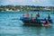 Seascape with motor boat, sri lanka, unawatuna