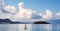 Seascape mountains with beautiful sky in white clouds.