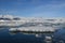 Seascape of multiple glaciers in a Iceland lagoon