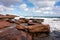 Seascape of Mushroom Rock in Western Australia in Kalbarri National Park with sea waves