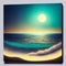 Seascape night fantasy of beautiful waves with full moon