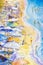 Seascape painting colorful of couple family vacation and tourism.