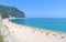 Seascape, paradise beach and natural landscape view from Sirolo Conero, Marche Italy