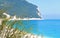 Seascape, paradise beach and natural summer landscape view from Sirolo Marche, Italy