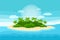 Seascape, paradise island with palm trees in the background of the sea. Illustration, background vector