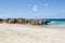 Seascape at Plettenberg South Africa showing rocks on the beach