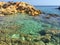 Seascape rocks and crystalline sea in Sicily Italy