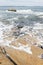 Seascape, rocky shoreline in Cabo Polonio, Uruguay